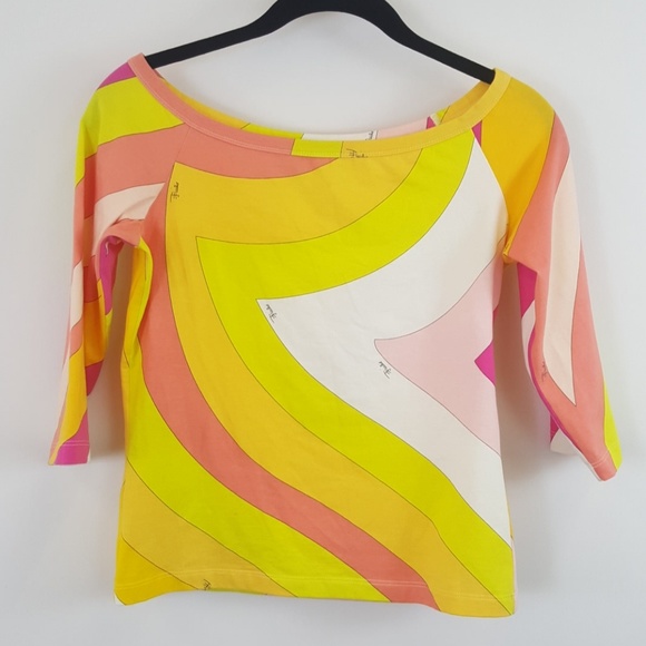 Emilio Pucci Tops - Emilio Pucci multicolor printed cotton top size 6
